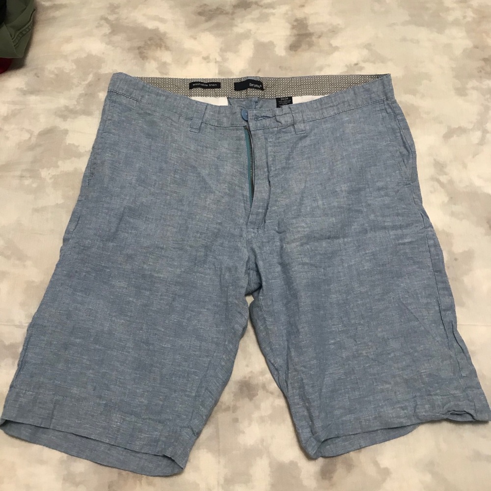 Bruno - Men’s Blue Washable Linen Shorts - 34x34